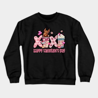 Doberman XOXO Happy Valentine's Day Coffee & Dog Lover Crewneck Sweatshirt